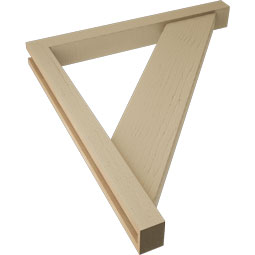 Ekena Millwork - BKTUR0352X32X36TRA05RCPR - Timberthane Faux Wood Traditional Style Bracket w/ Offset Brace, Block Ends, 3 1/2"W x 32"D x 36"H, Primed Tan