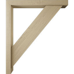 Ekena Millwork - BKTUR0352X32X38TRA05RCPR - Timberthane Faux Wood Traditional Style Bracket w/ Offset Brace, Block Ends, 3 1/2"W x 32"D x 38"H, Primed Tan