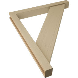 Ekena Millwork - BKTUR0352X32X38TRA05RCPR - Timberthane Faux Wood Traditional Style Bracket w/ Offset Brace, Block Ends, 3 1/2"W x 32"D x 38"H, Primed Tan