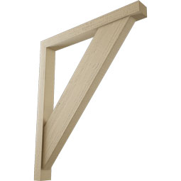 Ekena Millwork - BKTUR0352X32X38TRA05RCPR - Timberthane Faux Wood Traditional Style Bracket w/ Offset Brace, Block Ends, 3 1/2"W x 32"D x 38"H, Primed Tan
