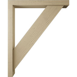 Ekena Millwork - BKTUR0352X32X40TRA05RCPR - Timberthane Faux Wood Traditional Style Bracket w/ Offset Brace, Block Ends, 3 1/2"W x 32"D x 40"H, Primed Tan