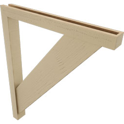 Ekena Millwork - BKTUR0352X32X40TRA05RCPR - Timberthane Faux Wood Traditional Style Bracket w/ Offset Brace, Block Ends, 3 1/2"W x 32"D x 40"H, Primed Tan