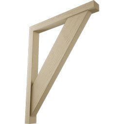 Ekena Millwork - BKTUR0352X32X40TRA05RCPR - Timberthane Faux Wood Traditional Style Bracket w/ Offset Brace, Block Ends, 3 1/2"W x 32"D x 40"H, Primed Tan