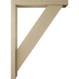Ekena Millwork - BKTUR0352X32X44TRA05RCPR - Timberthane Faux Wood Traditional Style Bracket w/ Offset Brace, Block Ends, 3 1/2"W x 32"D x 44"H, Primed Tan