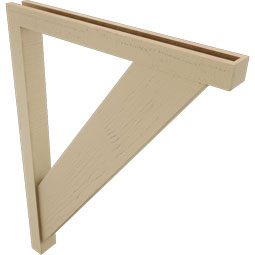 Ekena Millwork - BKTUR0352X32X44TRA05RCPR - Timberthane Faux Wood Traditional Style Bracket w/ Offset Brace, Block Ends, 3 1/2"W x 32"D x 44"H, Primed Tan