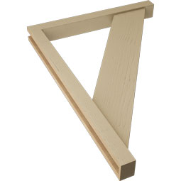 Ekena Millwork - BKTUR0352X32X44TRA05RCPR - Timberthane Faux Wood Traditional Style Bracket w/ Offset Brace, Block Ends, 3 1/2"W x 32"D x 44"H, Primed Tan