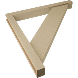 Ekena Millwork - BKTUR0352X34X34TRA05RCPR - Timberthane Faux Wood Traditional Style Bracket w/ Offset Brace, Block Ends, 3 1/2"W x 34"D x 34"H, Primed Tan