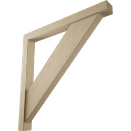 Ekena Millwork - BKTUR0352X34X34TRA05RCPR - Timberthane Faux Wood Traditional Style Bracket w/ Offset Brace, Block Ends, 3 1/2"W x 34"D x 34"H, Primed Tan