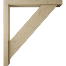 Ekena Millwork - BKTUR0352X34X38TRA05RCPR - Timberthane Faux Wood Traditional Style Bracket w/ Offset Brace, Block Ends, 3 1/2"W x 34"D x 38"H, Primed Tan