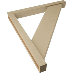 Ekena Millwork - BKTUR0352X34X38TRA05RCPR - Timberthane Faux Wood Traditional Style Bracket w/ Offset Brace, Block Ends, 3 1/2"W x 34"D x 38"H, Primed Tan