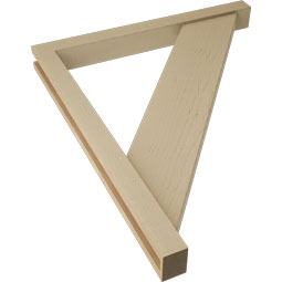 Ekena Millwork - BKTUR0352X34X40TRA05RCPR - Timberthane Faux Wood Traditional Style Bracket w/ Offset Brace, Block Ends, 3 1/2"W x 34"D x 40"H, Primed Tan