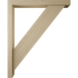 Ekena Millwork - BKTUR0352X34X42TRA05RCPR - Timberthane Faux Wood Traditional Style Bracket w/ Offset Brace, Block Ends, 3 1/2"W x 34"D x 42"H, Primed Tan