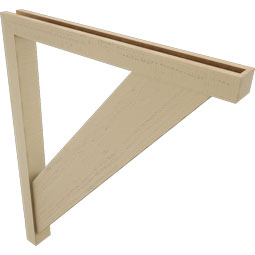 Ekena Millwork - BKTUR0352X34X42TRA05RCPR - Timberthane Faux Wood Traditional Style Bracket w/ Offset Brace, Block Ends, 3 1/2"W x 34"D x 42"H, Primed Tan