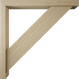 Ekena Millwork - BKTUR0352X36X36TRA05RCPR - Timberthane Faux Wood Traditional Style Bracket w/ Offset Brace, Block Ends, 3 1/2"W x 36"D x 36"H, Primed Tan