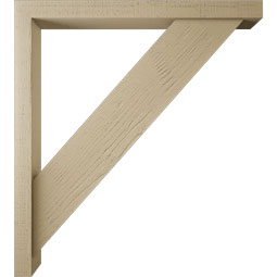 Ekena Millwork - BKTUR0352X36X40TRA05RCPR - Timberthane Faux Wood Traditional Style Bracket w/ Offset Brace, Block Ends, 3 1/2"W x 36"D x 40"H, Primed Tan