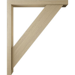 Ekena Millwork - BKTUR0352X36X44TRA05RCPR - Timberthane Faux Wood Traditional Style Bracket w/ Offset Brace, Block Ends, 3 1/2"W x 36"D x 44"H, Primed Tan