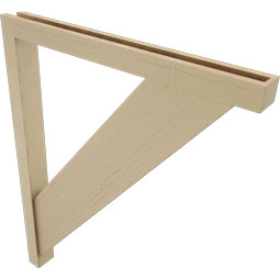 Ekena Millwork - BKTUR0352X36X44TRA05RCPR - Timberthane Faux Wood Traditional Style Bracket w/ Offset Brace, Block Ends, 3 1/2"W x 36"D x 44"H, Primed Tan