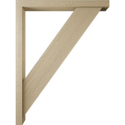 Ekena Millwork - BKTUR0352X36X48TRA05RCPR - Timberthane Faux Wood Traditional Style Bracket w/ Offset Brace, Block Ends, 3 1/2"W x 36"D x 48"H, Primed Tan