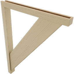Ekena Millwork - BKTUR0352X36X48TRA05RCPR - Timberthane Faux Wood Traditional Style Bracket w/ Offset Brace, Block Ends, 3 1/2"W x 36"D x 48"H, Primed Tan