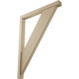 Ekena Millwork - BKTUR0352X36X48TRA05RCPR - Timberthane Faux Wood Traditional Style Bracket w/ Offset Brace, Block Ends, 3 1/2"W x 36"D x 48"H, Primed Tan