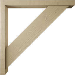 Ekena Millwork - BKTUR0352X38X38TRA05RCPR - Timberthane Faux Wood Traditional Style Bracket w/ Offset Brace, Block Ends, 3 1/2"W x 38"D x 38"H, Primed Tan