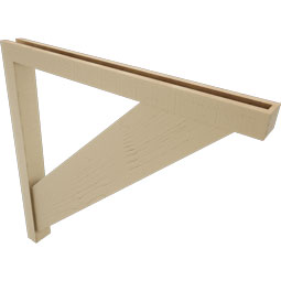 Ekena Millwork - BKTUR0352X38X38TRA05RCPR - Timberthane Faux Wood Traditional Style Bracket w/ Offset Brace, Block Ends, 3 1/2"W x 38"D x 38"H, Primed Tan