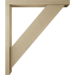Ekena Millwork - BKTUR0352X38X44TRA05RCPR - Timberthane Faux Wood Traditional Style Bracket w/ Offset Brace, Block Ends, 3 1/2"W x 38"D x 44"H, Primed Tan