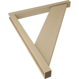 Ekena Millwork - BKTUR0352X38X44TRA05RCPR - Timberthane Faux Wood Traditional Style Bracket w/ Offset Brace, Block Ends, 3 1/2"W x 38"D x 44"H, Primed Tan