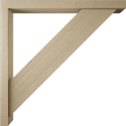 Ekena Millwork - BKTUR0352X40X40TRA05RCPR - Timberthane Faux Wood Traditional Style Bracket w/ Offset Brace, Block Ends, 3 1/2"W x 40"D x 40"H, Primed Tan