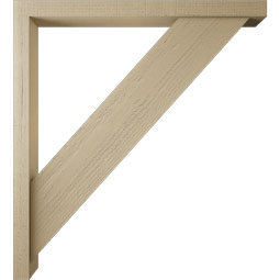 Ekena Millwork - BKTUR0352X40X44TRA05RCPR - Timberthane Faux Wood Traditional Style Bracket w/ Offset Brace, Block Ends, 3 1/2"W x 40"D x 44"H, Primed Tan