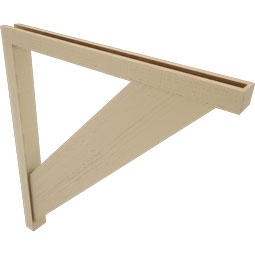 Ekena Millwork - BKTUR0352X40X44TRA05RCPR - Timberthane Faux Wood Traditional Style Bracket w/ Offset Brace, Block Ends, 3 1/2"W x 40"D x 44"H, Primed Tan
