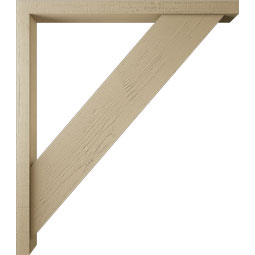 Ekena Millwork - BKTUR0352X42X48TRA05RCPR - Timberthane Faux Wood Traditional Style Bracket w/ Offset Brace, Block Ends, 3 1/2"W x 42"D x 48"H, Primed Tan