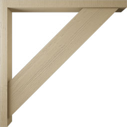 Ekena Millwork - BKTUR0352X44X44TRA05RCPR - Timberthane Faux Wood Traditional Style Bracket w/ Offset Brace, Block Ends, 3 1/2"W x 44"D x 44"H, Primed Tan