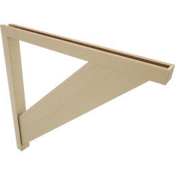 Ekena Millwork - BKTUR0352X44X44TRA05RCPR - Timberthane Faux Wood Traditional Style Bracket w/ Offset Brace, Block Ends, 3 1/2"W x 44"D x 44"H, Primed Tan