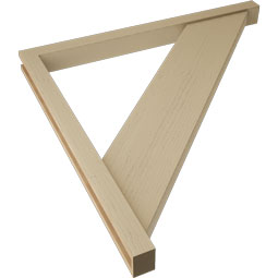 Ekena Millwork - BKTUR0352X44X44TRA05RCPR - Timberthane Faux Wood Traditional Style Bracket w/ Offset Brace, Block Ends, 3 1/2"W x 44"D x 44"H, Primed Tan