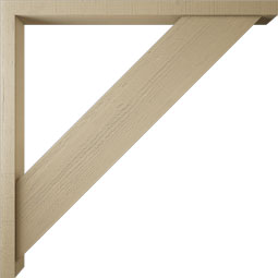 Ekena Millwork - BKTUR0352X48X48TRA05RCPR - Timberthane Faux Wood Traditional Style Bracket w/ Offset Brace, Block Ends, 3 1/2"W x 48"D x 48"H, Primed Tan