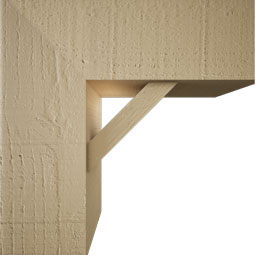 Ekena Millwork - BKTUR0554X14X14TRA05RCPR - Timberthane Faux Wood Traditional Style Bracket w/ Offset Brace, Block Ends, 5 1/2"W x 14"D x 14"H, Primed Tan