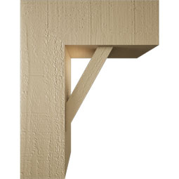 Ekena Millwork - BKTUR0554X14X18TRA05RCPR - Timberthane Faux Wood Traditional Style Bracket w/ Offset Brace, Block Ends, 5 1/2"W x 14"D x 18"H, Primed Tan