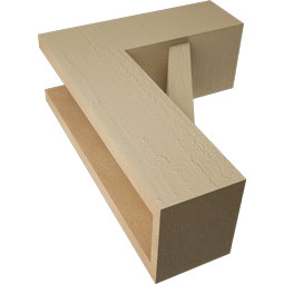 Ekena Millwork - BKTUR0554X14X18TRA05RCPR - Timberthane Faux Wood Traditional Style Bracket w/ Offset Brace, Block Ends, 5 1/2"W x 14"D x 18"H, Primed Tan