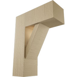 Ekena Millwork - BKTUR0554X14X18TRA05RCPR - Timberthane Faux Wood Traditional Style Bracket w/ Offset Brace, Block Ends, 5 1/2"W x 14"D x 18"H, Primed Tan