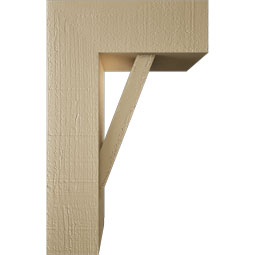 Ekena Millwork - BKTUR0554X14X22TRA05RCPR - Timberthane Faux Wood Traditional Style Bracket w/ Offset Brace, Block Ends, 5 1/2"W x 14"D x 22"H, Primed Tan