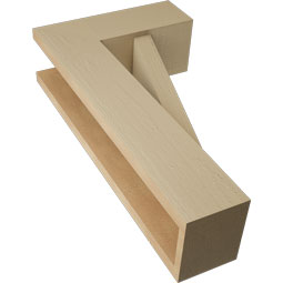 Ekena Millwork - BKTUR0554X14X26TRA05RCPR - Timberthane Faux Wood Traditional Style Bracket w/ Offset Brace, Block Ends, 5 1/2"W x 14"D x 26"H, Primed Tan