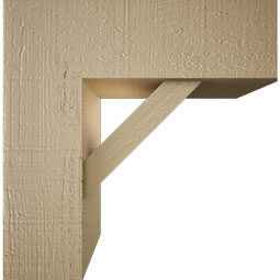 Ekena Millwork - BKTUR0554X16X16TRA05RCPR - Timberthane Faux Wood Traditional Style Bracket w/ Offset Brace, Block Ends, 5 1/2"W x 16"D x 16"H, Primed Tan