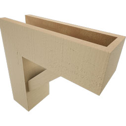 Ekena Millwork - BKTUR0554X16X16TRA05RCPR - Timberthane Faux Wood Traditional Style Bracket w/ Offset Brace, Block Ends, 5 1/2"W x 16"D x 16"H, Primed Tan
