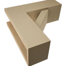 Ekena Millwork - BKTUR0554X16X16TRA05RCPR - Timberthane Faux Wood Traditional Style Bracket w/ Offset Brace, Block Ends, 5 1/2"W x 16"D x 16"H, Primed Tan