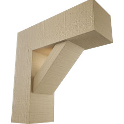 Ekena Millwork - BKTUR0554X16X16TRA05RCPR - Timberthane Faux Wood Traditional Style Bracket w/ Offset Brace, Block Ends, 5 1/2"W x 16"D x 16"H, Primed Tan