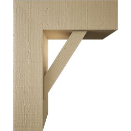 Ekena Millwork - BKTUR0554X16X20TRA05RCPR - Timberthane Faux Wood Traditional Style Bracket w/ Offset Brace, Block Ends, 5 1/2"W x 16"D x 20"H, Primed Tan