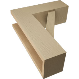 Ekena Millwork - BKTUR0554X16X20TRA05RCPR - Timberthane Faux Wood Traditional Style Bracket w/ Offset Brace, Block Ends, 5 1/2"W x 16"D x 20"H, Primed Tan