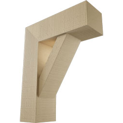 Ekena Millwork - BKTUR0554X16X20TRA05RCPR - Timberthane Faux Wood Traditional Style Bracket w/ Offset Brace, Block Ends, 5 1/2"W x 16"D x 20"H, Primed Tan