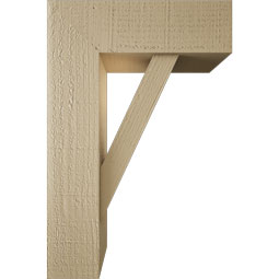 Ekena Millwork - BKTUR0554X16X24TRA05RCPR - Timberthane Faux Wood Traditional Style Bracket w/ Offset Brace, Block Ends, 5 1/2"W x 16"D x 24"H, Primed Tan